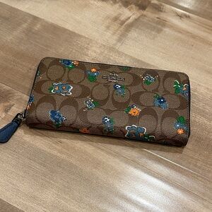 Coach Brown Floral Print Wallet